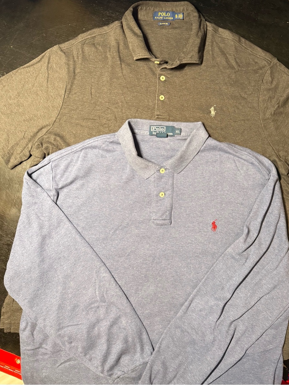 Lot Of 2 Ralph Lauren Polo Shirts 1 Short & 1 Long Sleeve Men’s XL Blue Gray EUC